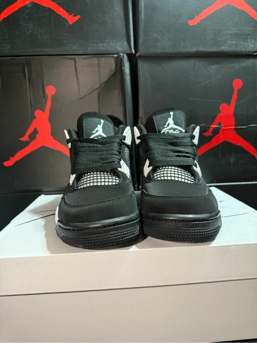 Air Jordan 4 White Thunder Retro - Black/White Men's Basketball Sneakers
